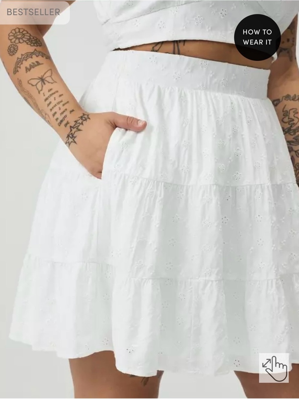 Plus Size Two Piece Eyelet Mini Skirt Set - Picture 5 of 5